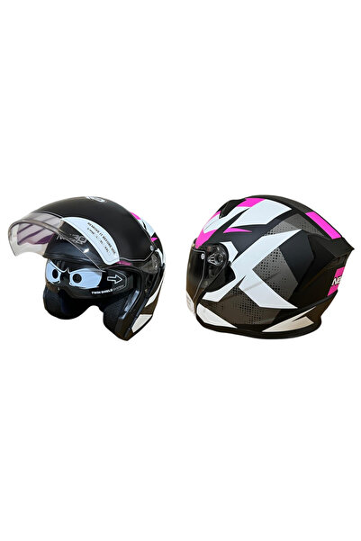 Nero 528 C1 Mat Siyah - Pembe Çenesiz Açık Kask Fiyatları ve Özellikleri