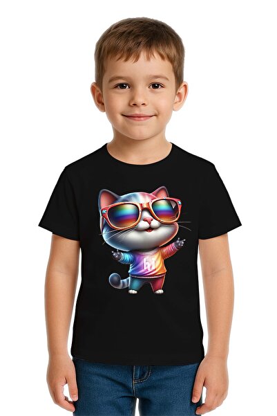 SEDİRLİ Tricou unisex pentru copii Cat cu imprimeu bumbac bucăți din bumbac m...