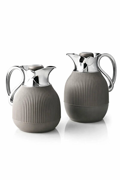 Urbanza طقم ترمس فاخر رمادي اللون مكون من قطعتين، ترمس كروم معزول حرارياً للق...