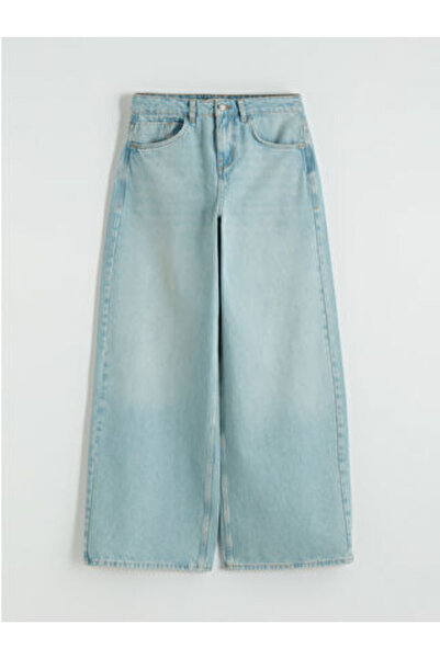 LC Waikiki بنطلون جينز نسائي واسع الساق من M1 SEZON باللون الأزرق الفاتح