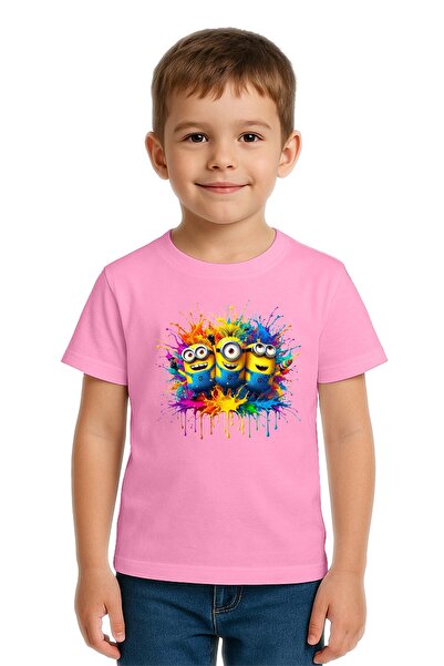 SEDİRLİ Unisex Minions Printed Kids T-Shirt Cotton Count Combed Cotton Fabric