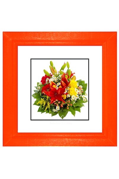 Nasticom Classic square wooden photo frame, 15 x 15 cm, Orange, Romanian Product