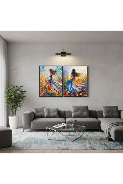 Linacci Σετ Τραπεζιού με Διπλό Μαύρο Μεταλλικό Πλαίσιο και Έγχρωμο Γυαλί Λουλ...