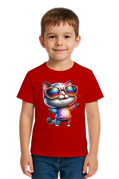 SEDİRLİ Tricou unisex pentru copii Cat cu imprimeu bumbac bucăți din bumbac m...