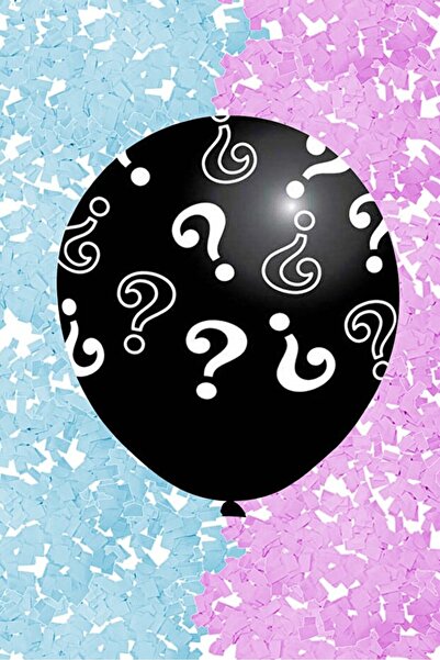 TATLI GÜNLER 24 İnç Mavi Pembe Pullu Soru İşaretli Cinsiyet Öğrenme Balonu Ge...