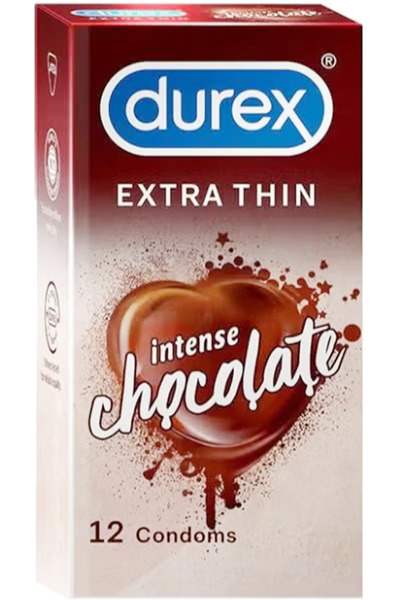 Durex واقيات ذكرية رقيقة للغاية بنكهة الشوكولاتة المركزة، 12 قطعة