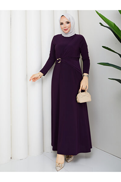 TOKARİS TEKSTİL فستان ياني بإبزيم النسائي المحتشم