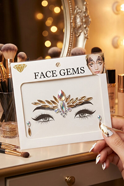 BearPear Gold Elegance – Kristal Detaylı Yapışkanlı Yüz Mücevheri Face Gems Yüz Taşları