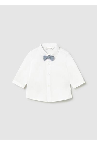 MAYORAL Newborn Baby Boy Bow Tie Long Sleeve Shirt White