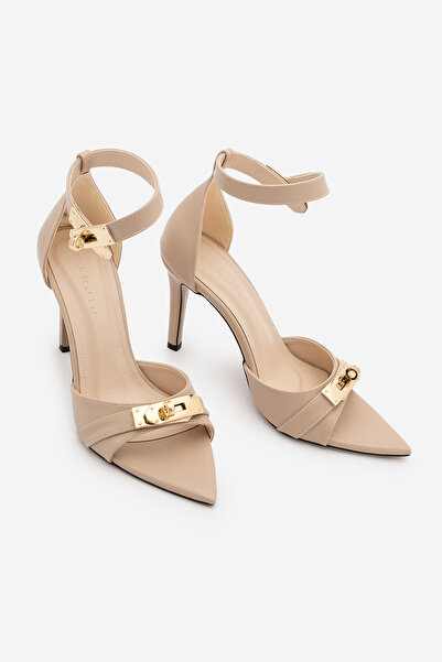 Marjin Pantofi de damă cu vârf ascuțit, închidere la gleznă, cu cu cataramă b...