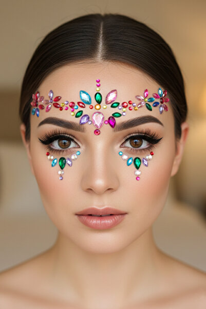 BearPear Çok Renkli Yüz Taşı Face Gems Parti Festival Makyaj Aksesuarı