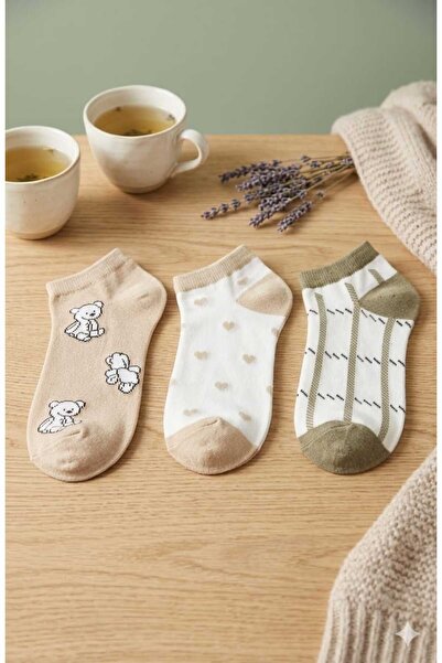 Funny Life Σετ 3 χαριτωμένων γυναικείων μποτάκιων με φιγούρες και κάλτσες