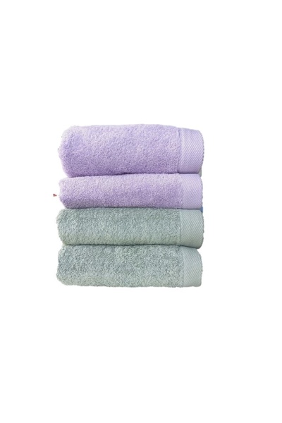 erteks منشفة لليدين والوجه 2 خضراء 2 أزرق فاتح 50 × 100 ناعمة، مزودة بوزن بال...