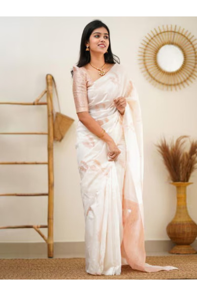 MYSMAR ساري حرير أبيض - MAF3075 | أبيض