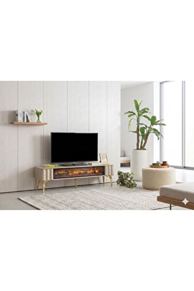 Rual Modern Şık Şömineli Tv Ünitesi Dekoratif Elektrikli Şömine Ve Tv Ünitesi...