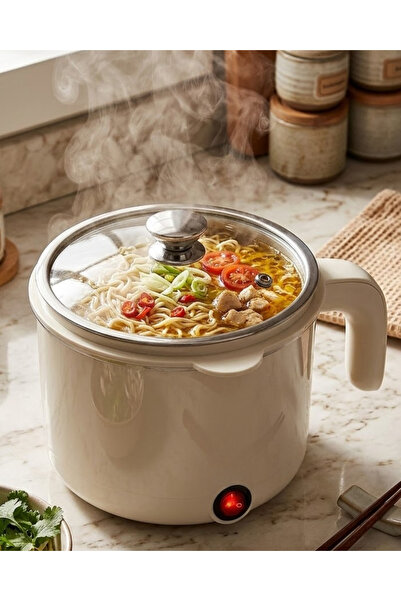 Mestore طباخ كهربائي صغير سعة 1 لتر متعدد الاستخدامات مع صينية للطهي بالبخار