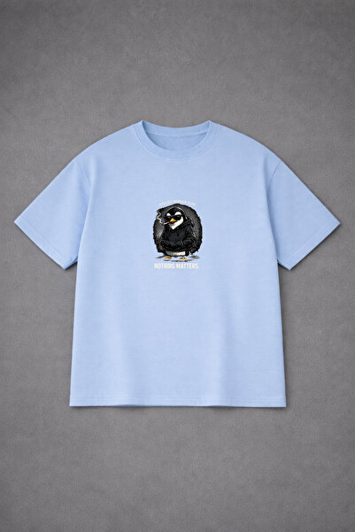 VODEXA Tricou supradimensionat pentru bărbați NIHILIST PENGUIN Tricou imprima...
