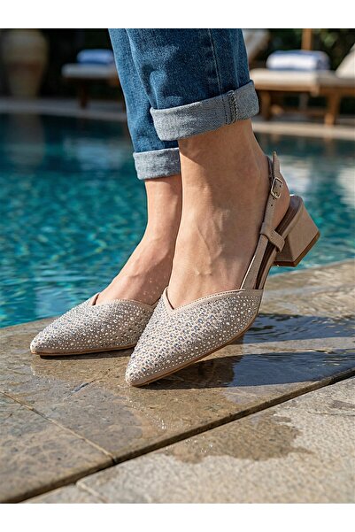 KAFKASLAR AYAKKABI Pantofi cu toc de 3 cm, cu broderie cu pietre în față, cu ...