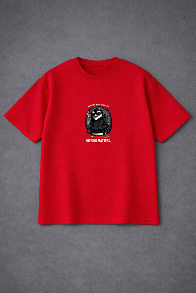 VODEXA Tricou supradimensionat pentru bărbați NIHILIST PENGUIN Tricou imprima...