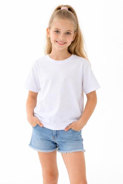 Dmb Tricou pentru fete basic Alb supradimensionat – 59266