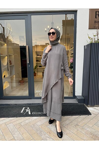 MissWhence 39003 Hem Detail Women's Suit Gray