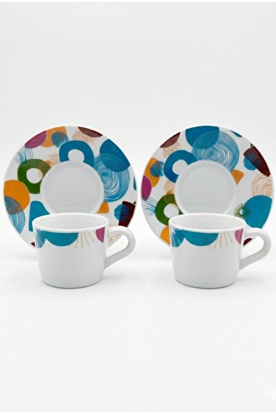 evinbizden Porcelain 2-Person Des Patterned Hve Cup Set 4-Piece