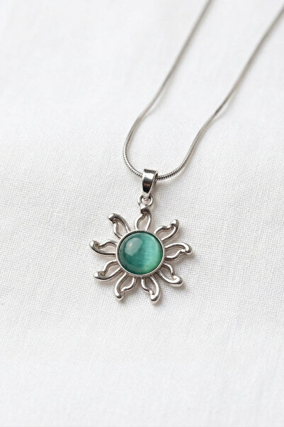 özgül takı ve tasarım قلادة نسائية من الفولاذ المقاوم للصدأ باللون الفضي مرصّ...