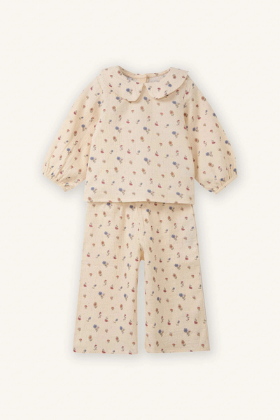 DeFacto G8739A5Er99 Ecru Floral Muslin 2-Piece Set for Baby Girl