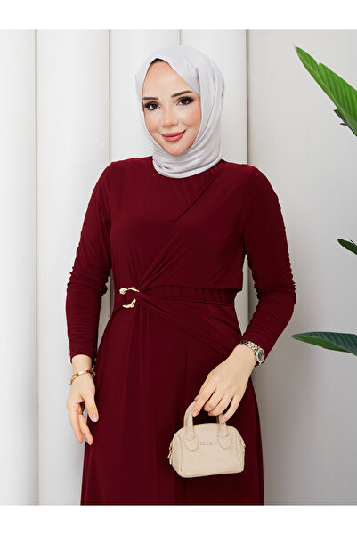 TOKARİS TEKSTİL Yanı Tokalı Kadın Tesettür Elbise