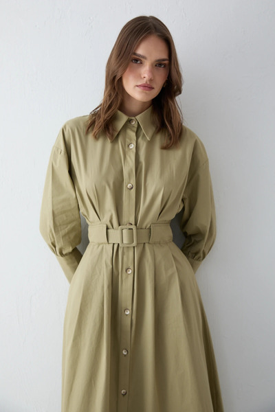 Melike Tatar Poplin Elbise - Çağla Yeşili