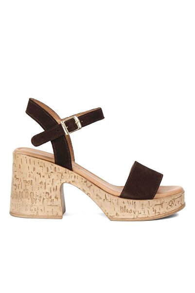 Deripabuc Genuine Leather Brown Suede Women Leather Sandals Dp26-26158