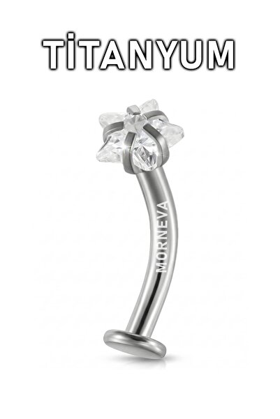 MORNEVA Titanyum Yıldız Taşlı Floating Uçan Göbek Ters Belly Piercingi