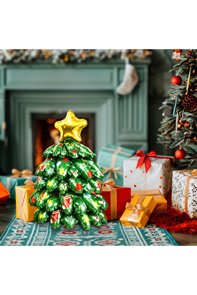 FAMİLY Balon de Crăciun 3D - 360° - folie de aluminiu - brad - 38 x 34 cm