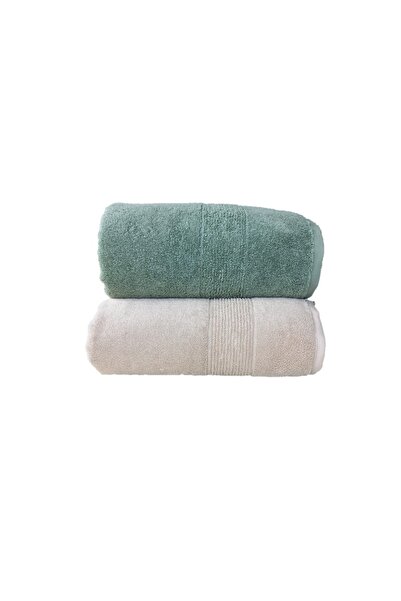 erteks Bath Towel 2 Pieces, 1 Green 1 Brown 70 X 140 Soft