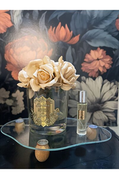 Özlem Fleurs Chic Cam Vazoda 6'lı Islak Gül Aranjmanlı Luxury Oda Kokusu