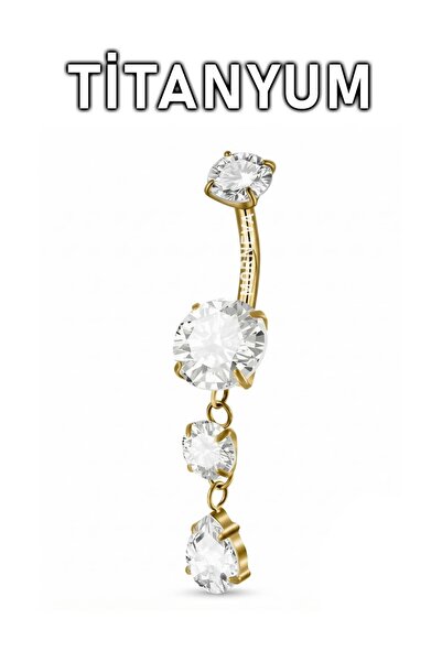 MORNEVA Titanyum Kristal Damla Taş Sallantılı Minimal Göbek Belly Piercingi
