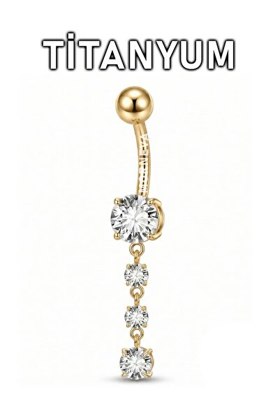 MORNEVA Titanyum Sallantılı Minik Daire Taşlar Göbek Belly Piercingi