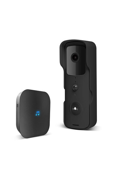 DELIGHT Set de interfon video Smart Wi-Fi - baterie - MicroSD, FHD, PIR - negru