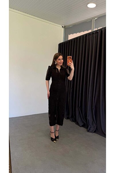 elif teke فستان دانس دانتيل مبطن باللون الأسود