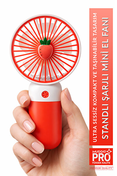 Muggio Standlı Şarjlı Mini El Fanı Ultra Sessiz Kompakt Soğutucu Vantilatör