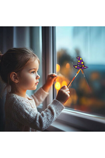 FAMİLY Decor fereastrâ Halloween - pălărie de vrăjitoare - 4 culori - cu pensulă