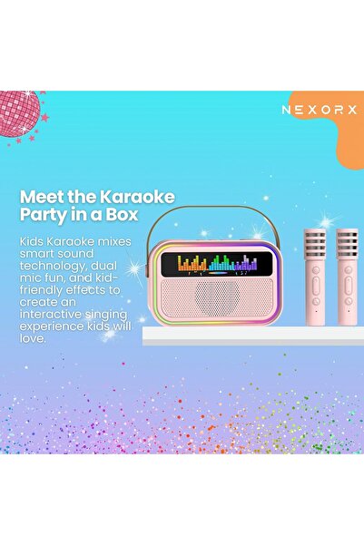 NexorX Kids Karaoke Speaker with Double Microphones – Portable SingBoom, Bluetooth 5.0, 360° Surround