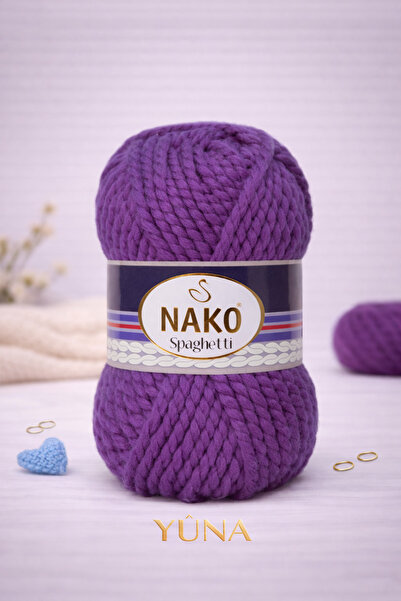 NAKO خيط حياكة سميك للشتاء من نوع سباغيتي 25% Y صوف 11209 أرجواني