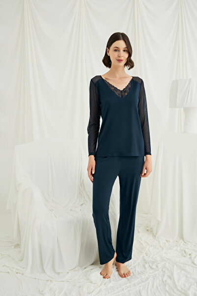 Findit Backless Long Sleeve Pajama Sets in Tulle and Lace Pieces