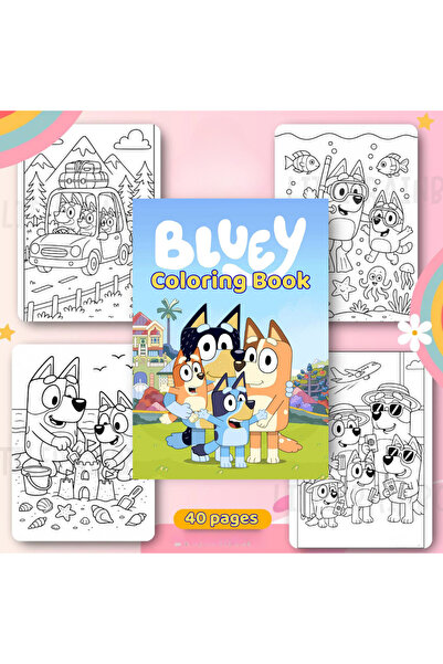 OBRO Βιβλίο ζωγραφικής για παιδιά – 40 εικονογραφήσεις Bluey & Bingo, 80 σελί...