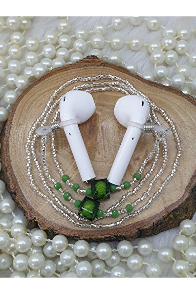 HAPPY HANDMADE Chain....Emerald Green AirPods Strap/Headphone Holder/Phone Ac...
