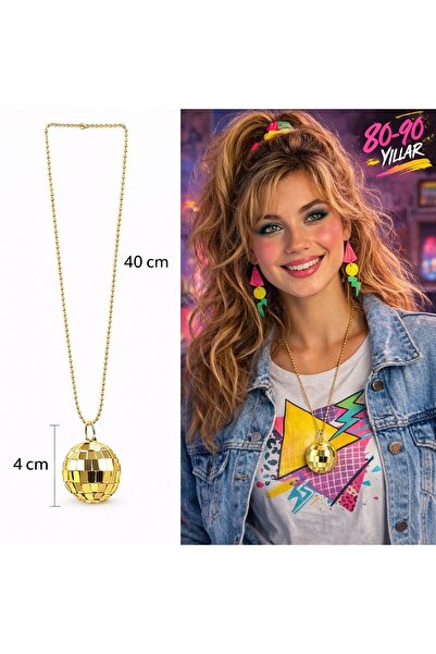 CT STONES كرة ديسكو ريترو على شكل كرة 80& # 39؛ لير 90&؛ # 39؛ قلادة بلاستيكي...