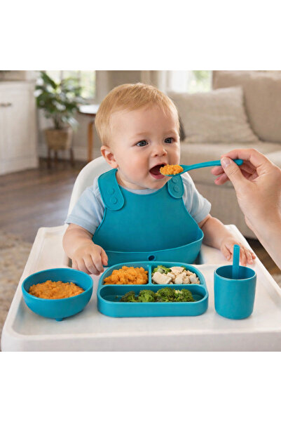 CNSZ طبق طعام للتدريب، طقم، كوب، مريلة، طبق، ملعقة خالية من مادة BPA