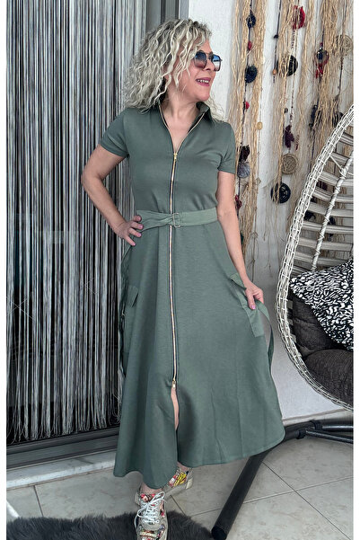 Dila Butik Paraşüt Detaylı Fermuarlı Elbise