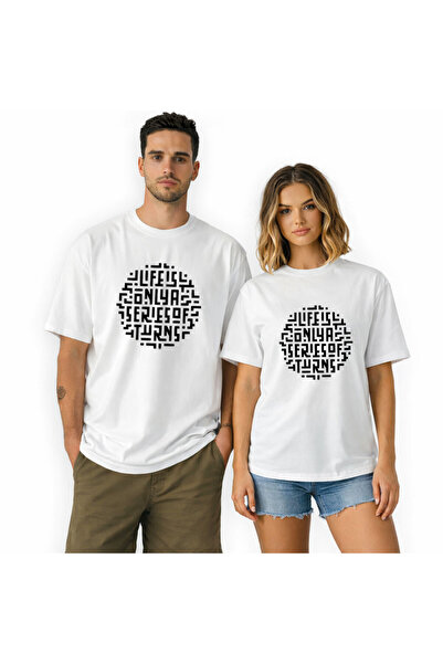 Kidilia Life Is Only Series of Turns Visual Unisex Crew Neck Tshirt